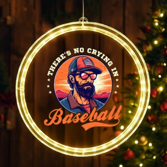 4th Of July Baseball Coach No Crying In Baseball LED Christmas Window Lights