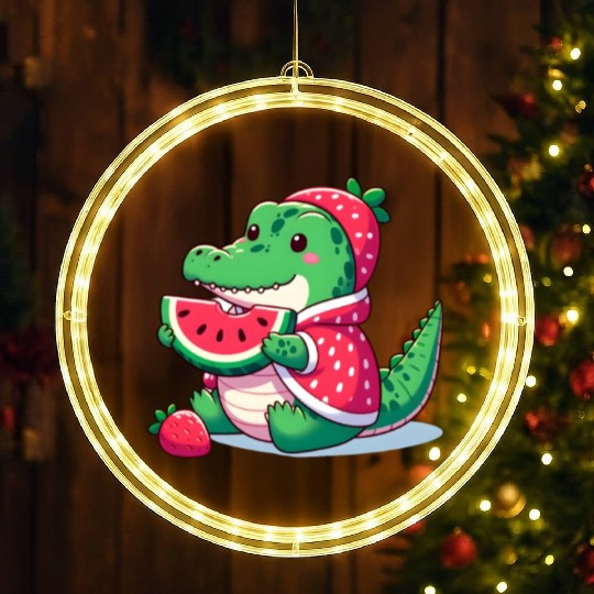 Crocodile in watermelon costume LED Christmas Window Lights