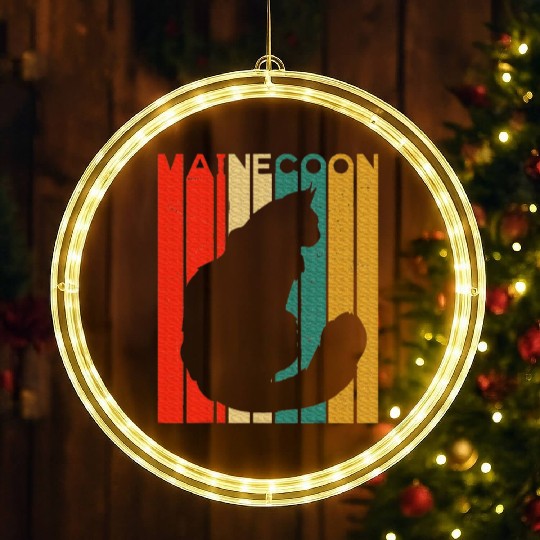 Maine Cat Silhouette Maine Lover LED Christmas Window Lights