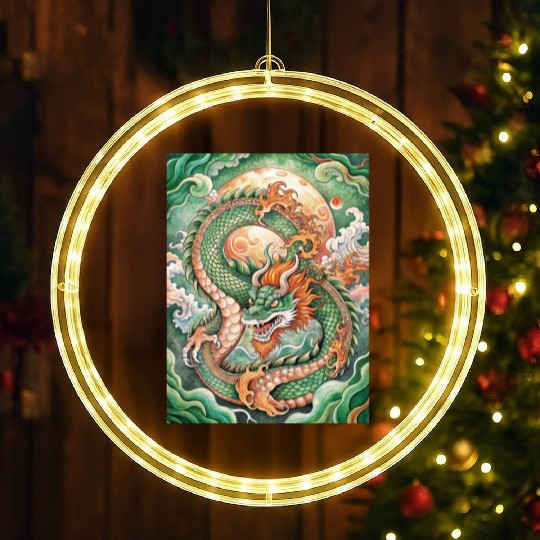Traditional Chinese Dragon Ink Style LED Christmas Window Lights