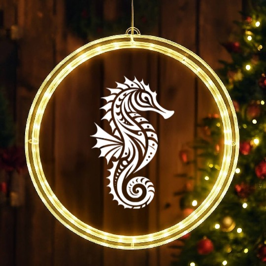 Water Swimming Training Tribal Seahorse Tattoo LED Christmas Window Lights