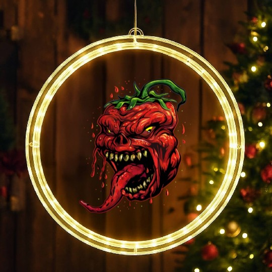 BBQ Hot Chili Carolina Reaper Hot Sauce Gift idea LED Christmas Window Lights