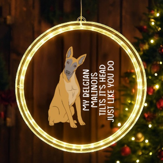 Funny Belgian Malinois Dog Breed LED Christmas Window Lights