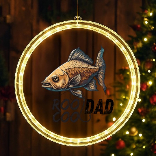 Funy Father's Day Reel Cool Dad Crazy Dog Dad Fish LED Christmas Window Lights