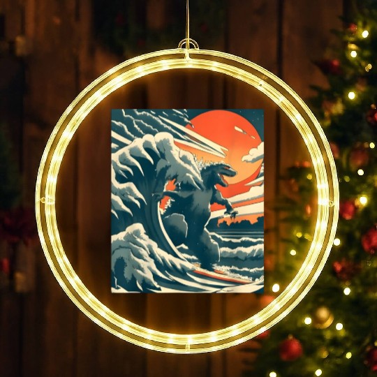 Japanese Monster Kaiju Funny Art LED Christmas Window Lights