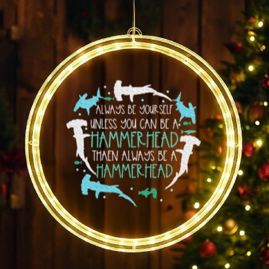 Hammerhead Underwater Ocean Hammerhead Shark Lover LED Christmas Window Lights