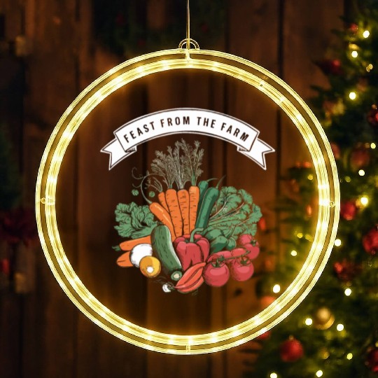 Farmers Market Farmer Agriculture Farming Food LED Christmas Window Lights