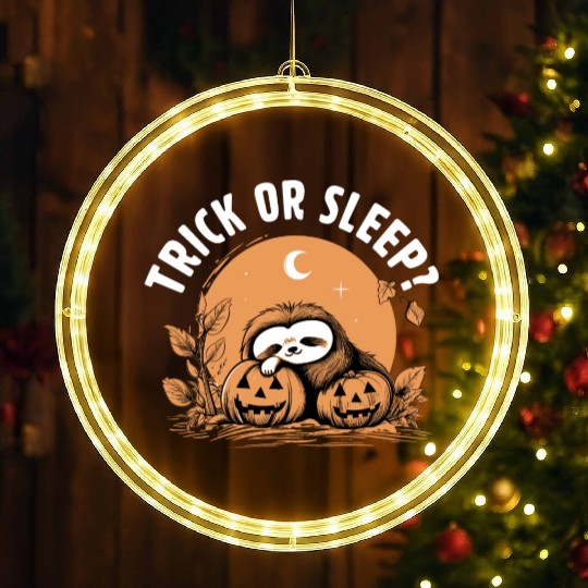 Trick Or Sleep Sloth Halloween LED Christmas Window Lights