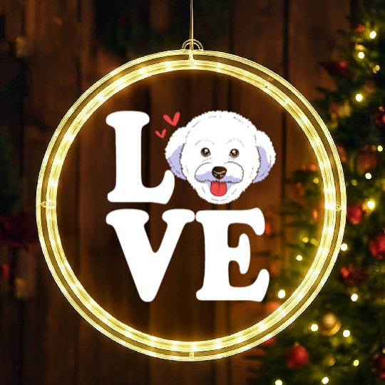 Cute Dog Face I Love My Bichon Frise LED Christmas Window Lights