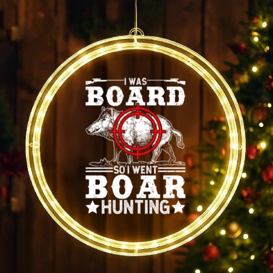 Boar Hunting Funny Wild Hog Hunter LED Christmas Window Lights