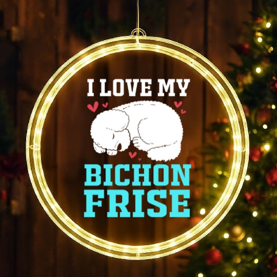 Dog Owner Pet Lover I Love My Bichon Frise LED Christmas Window Lights
