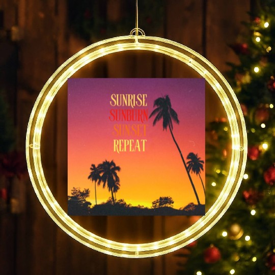 Sunrise Sunburn Sunset Repeat Beach Scene LED Christmas Window Lights