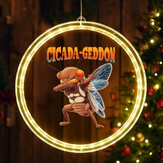 Funny Dabbing Cicada 2024 Dab LED Christmas Window Lights