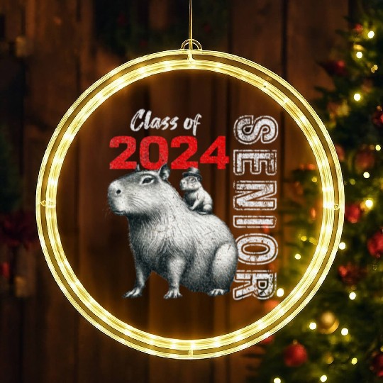 Fun Trendy Unique Capybara Graduation LED Christmas Window Lights