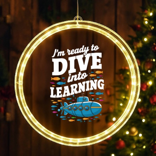 School Submarine Ready To Dive Into Learning LED Christmas Window Lights
