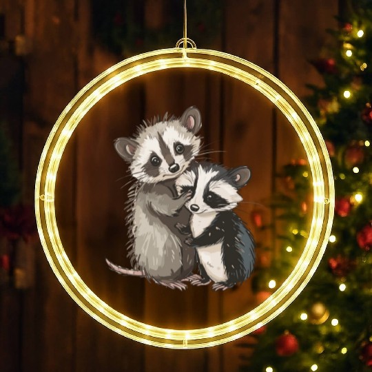Opossum and raccoon LED Christmas Window Lights