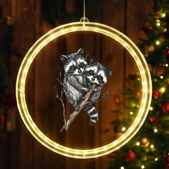 Opossum and raccoon LED Christmas Window Lights