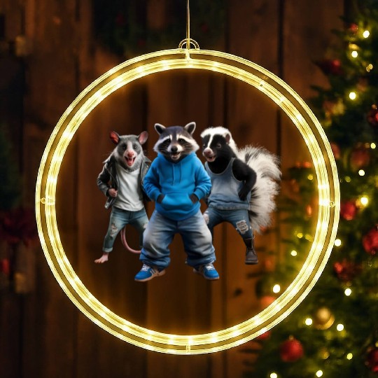 STREET CATS, RACCOON POSSUM SKUNK LED Christmas Window Lights