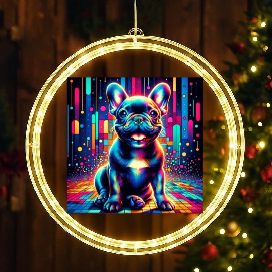 French Bulldog Neon Art LED Christmas Window Lights