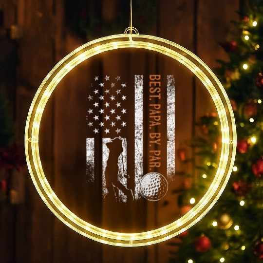 Best Papa By Par Golfing Gifts Papa Father's Day LED Christmas Window Lights