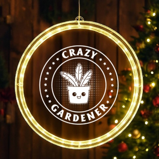 Funny Garden Plant Gardening - Crazy Gardener LED Christmas Window Lights