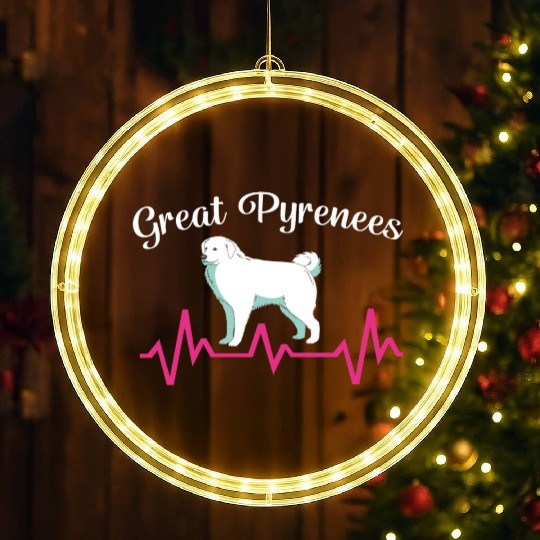 Pet Lover Great Pyrenees Dog Heartbeat LED Christmas Window Lights