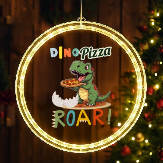 Dino Pizza Cute Kawaii LED Christmas Window Lights