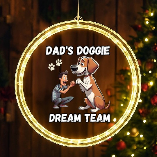 Dad's Doggie Dream Team - Dog Dad Father's Day LED Christmas Window Lights