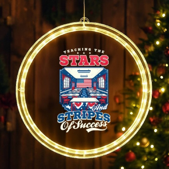 Patriotic Teacher Teaching Stars Stripes Success LED Christmas Window Lights