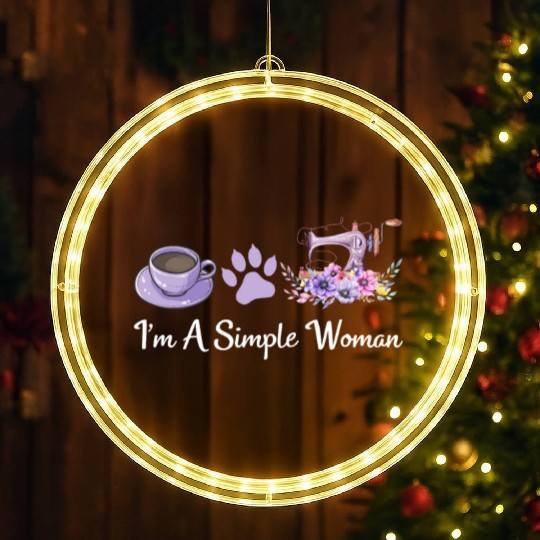 I'm A Simple Woman - Cat Lover Sewing Sewing Lover LED Christmas Window Lights