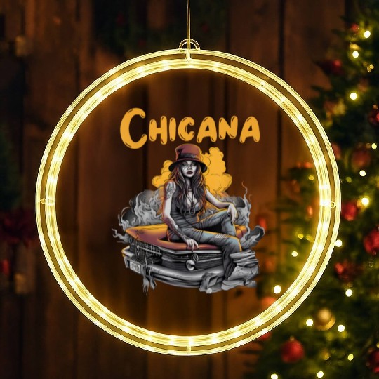 Chicana Lowrider Clothes Mexican American LED Christmas Window Lights