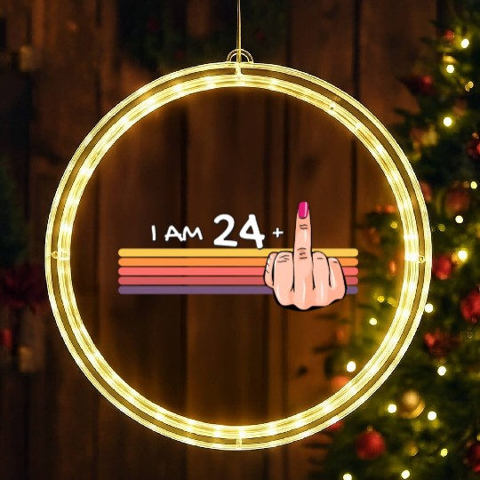 I Am 24 + 1 Middle Finger LED Christmas Window Lights I Am 24 Plus,