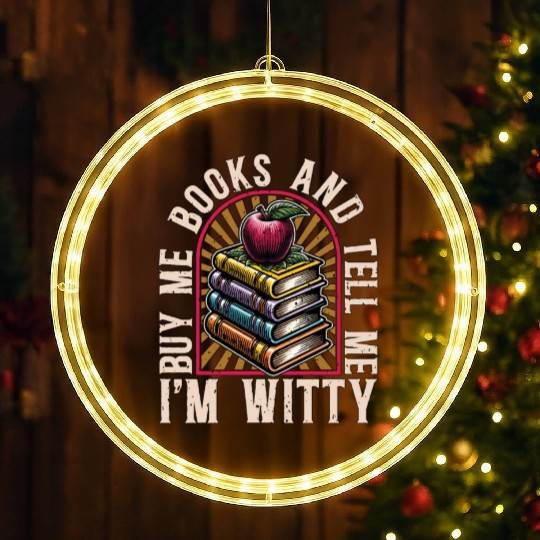 Literature Teacher Buy Me Books & Tell Me Bookworm LED Christmas Window Lights