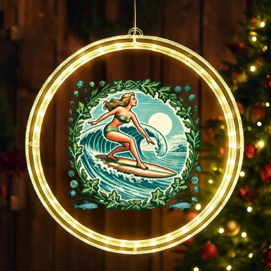 Surfer Girl LED Christmas Window Lights