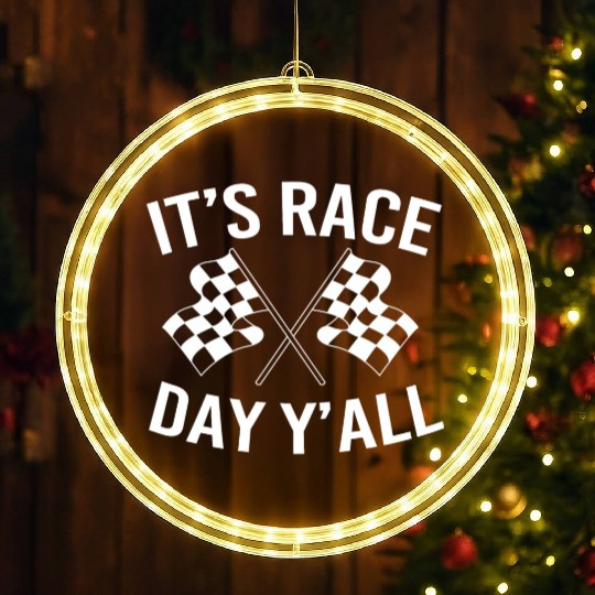 Drag Racing Racetrack Checkered Flag Race Day LED Christmas Window Lights