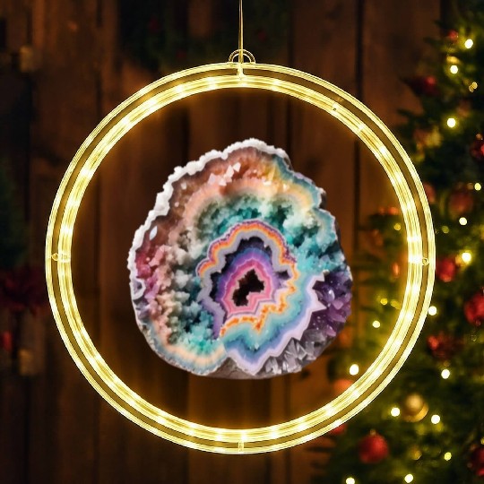 Fantasy Pastel Rainbow Geo Stone Crystal LED Christmas Window Lights