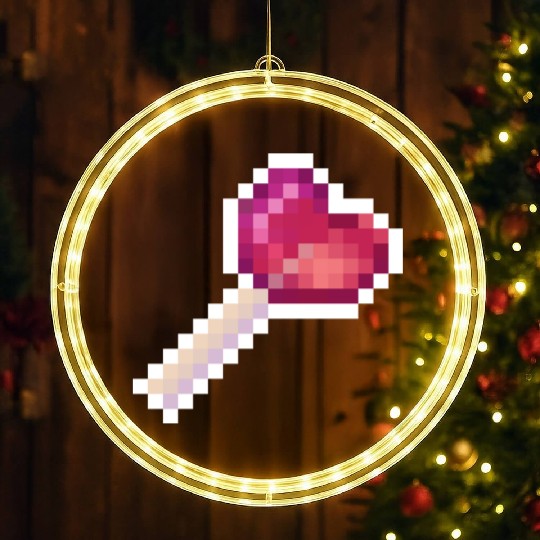 Pixel Art Sprite Cute Heart Lollipop LED Christmas Window Lights