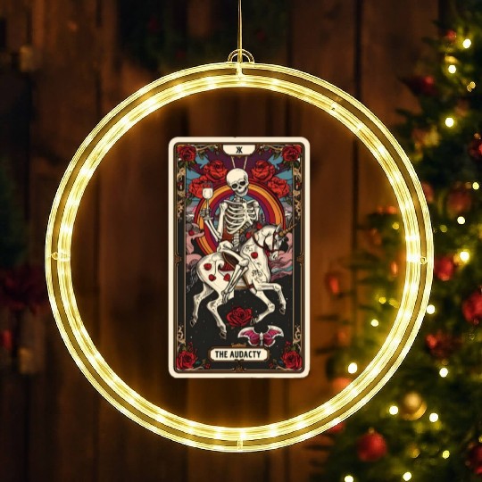 Skeleton on Unicorn Tarot Card Audacity Tarot LED Christmas Window Lights
