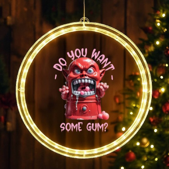 Funny Dark Humor Slobbering Bubblegum Machine LED Christmas Window Lights
