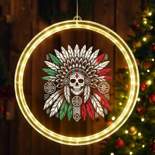 Aztec Warrior Indigenous Mexican Aztec Jaguar LED Christmas Window Lights