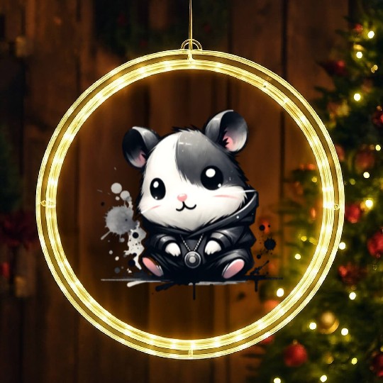 Charcoal Hip Hop Hamster LED Christmas Window Lights
