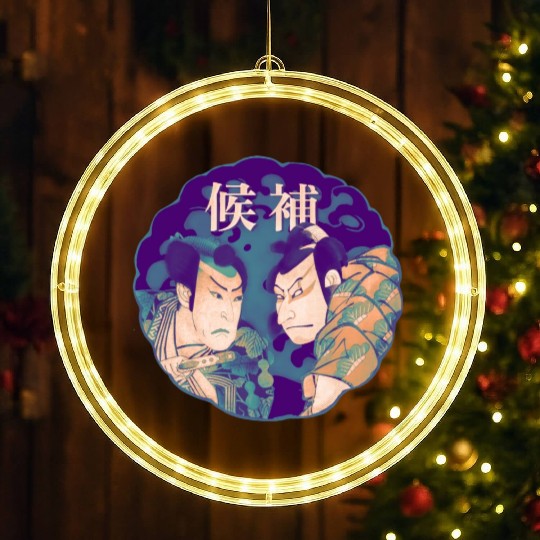 Two Samurai Warriors are in a duel LED Christmas Window Lights
