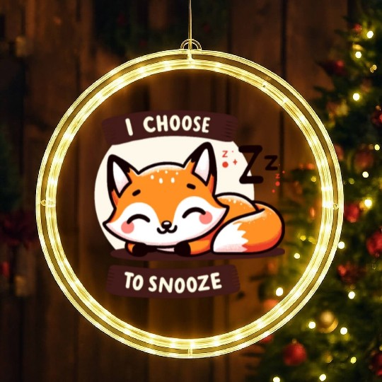 Choose To Snooze Cute Sleeping Fox LED Christmas Window Lights