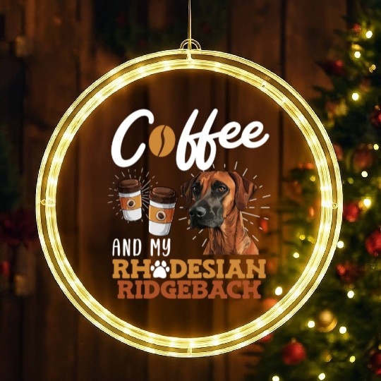 Rhodesian Ridgeback and Coffee Ridgeback LED Christmas Window Lights