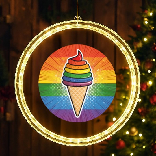 LGBTQ Ice Cream LED Christmas Window Lights