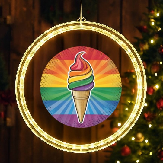 LGBTQ Ice Cream LED Christmas Window Lights