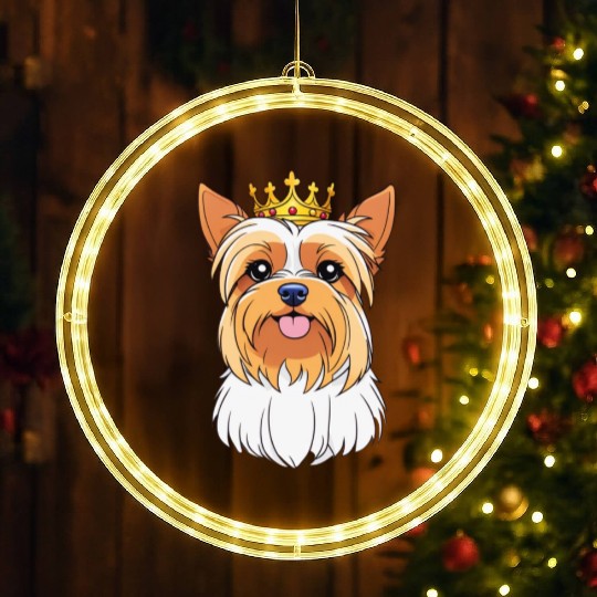 "The crowned ones" - Yorkshire Terrier LED Christmas Window Lights