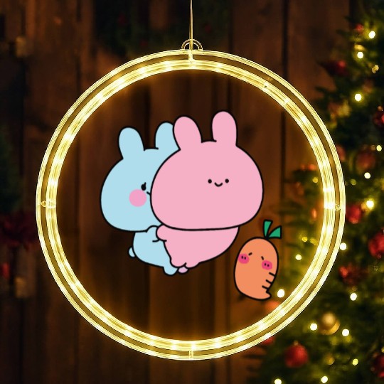 Pink And Blue Happy Family LED Christmas Window Lights