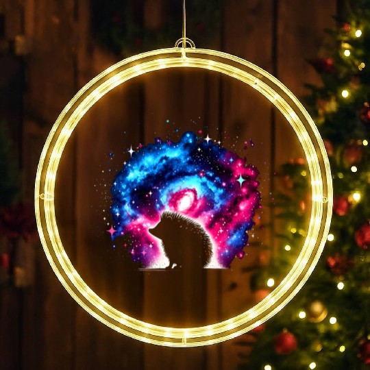 Cool Hedgehog Galaxy Space Art LED Christmas Window Lights
