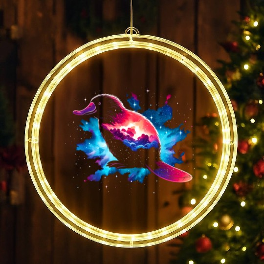 Cool Platypus Galaxy Space Art LED Christmas Window Lights